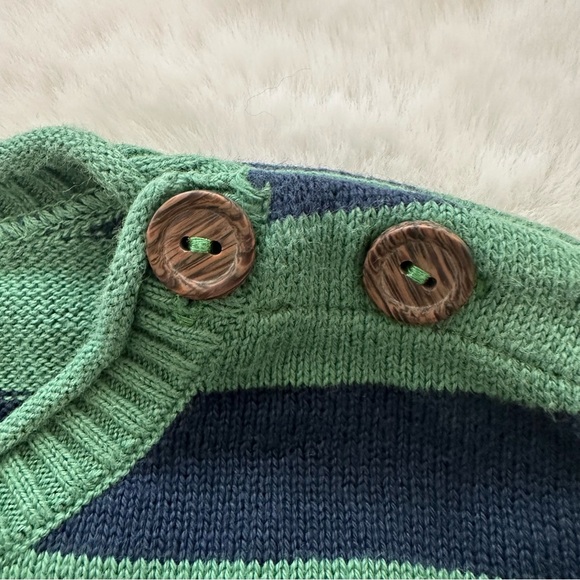 Beebay | Tractor Striped Sweater - Size 6/7 - EUC - Navy/Green/Red - Picture 5 of 6
